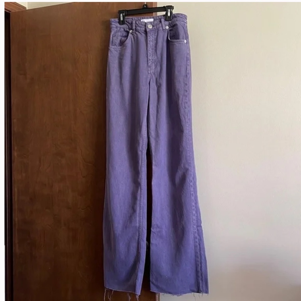 Wide leg full length jeans purple/ lilac